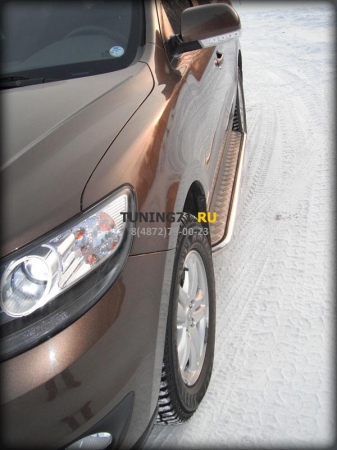Hyundai Santa Fe 2010-2012г.в.-Пороги с листом d-43